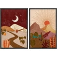 thumbnail image 1 of IDEA4WALL Framed Canvas Print Wall Art Set Moon & Sun Desert Southwest Landscapes Nature Illustrations Modern Art Rustic Decorative for Living Room, Bedroom, Office - 16"x24"x2 Black, 1 of 5