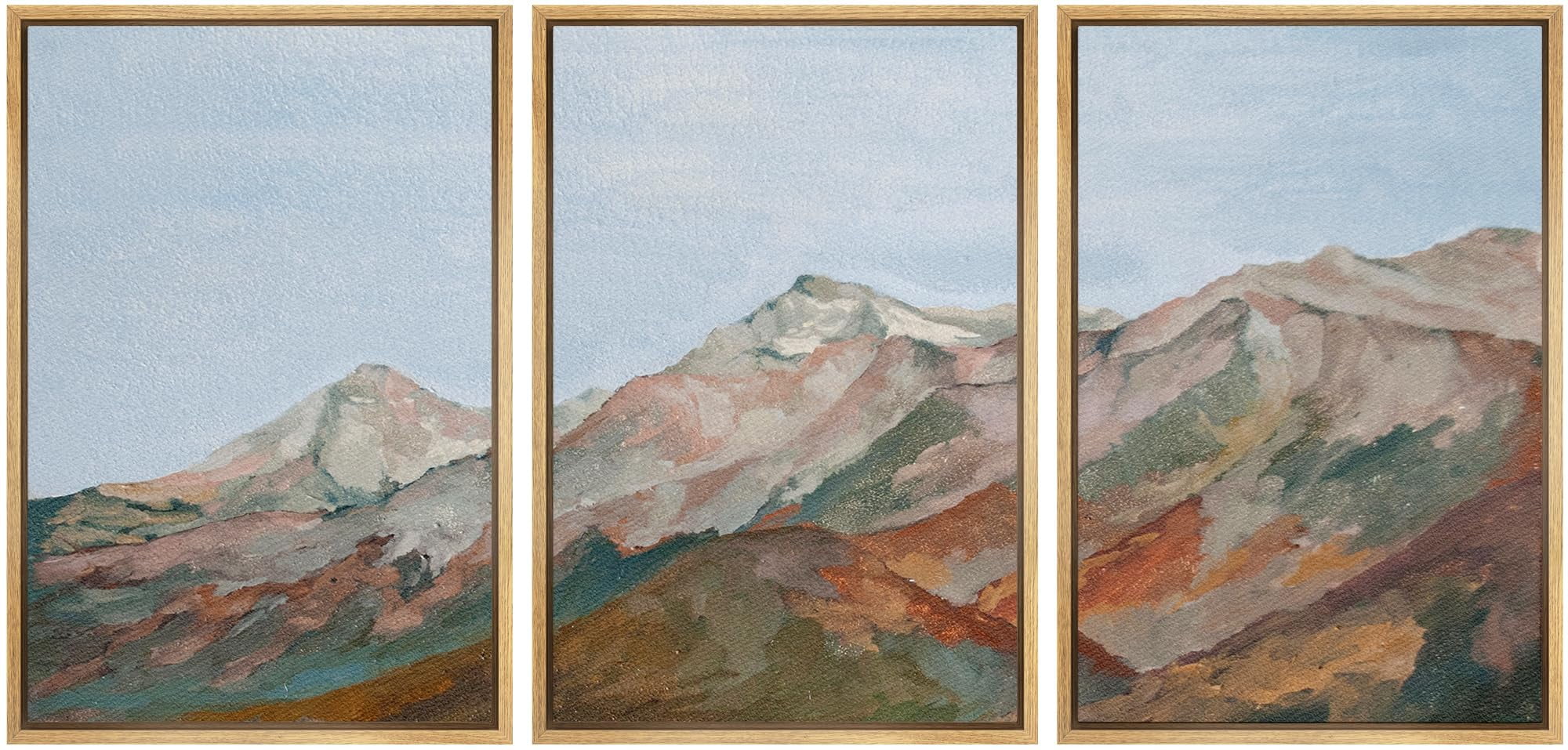 IDEA4WALL Framed Canvas Print Wall Art Set Mountain Vibrant Earth Tones ...