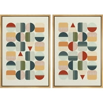 IDEA4WALL Framed Canvas Print Wall Art Set Multicolor Polygon Geometric Splicing Abstract Art Decorative Bohemian Colorful Geometry Artwork for Living Room, Bedroom, Office - 24"x36"x2 Natural