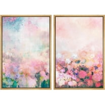 IDEA4WALL Framed Canvas Print Wall Art Set Pastel Abstract Dandelion Flower Garden Digital Art Decor Bohemian Retro Floral Artwork Contemporary for Living Room, Bedroom, Office - Natural 24"x36"x2