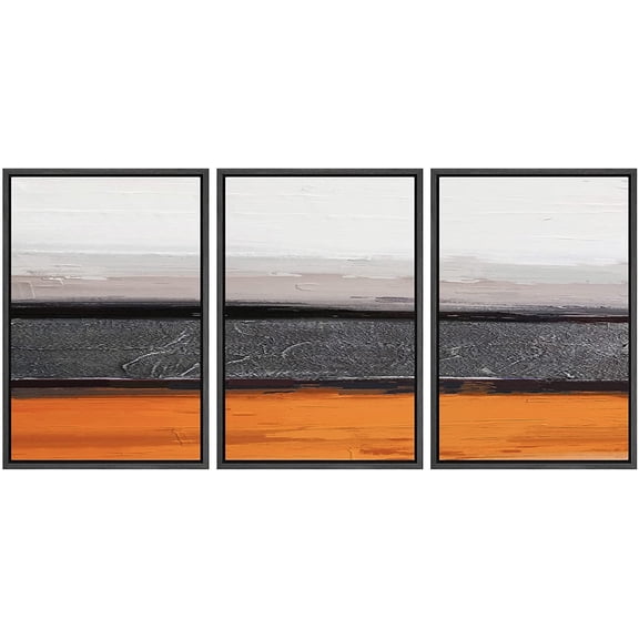 IDEA4WALL Framed Canvas Print Wall Art Set Pastel Orange Black Minimal Landscape Nature Abstract Modern Art Contemporary Decorative Chic for Living Room, Bedroom, Office - 16"x24"x3 Black
