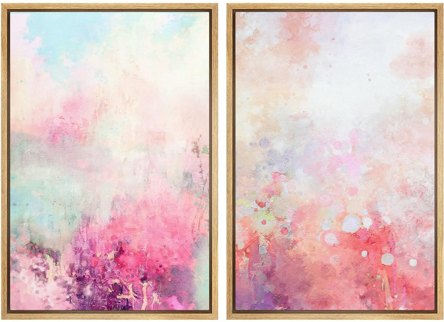 IDEA4WALL Framed Canvas Print Wall Art Set Pastel Rainbow Paint ...