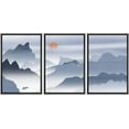 thumbnail image 1 of IDEA4WALL Framed Canvas Print Wall Art Set Pastel Watercolor Blue Mountain Range Nature Wilderness Modern Art Decorative Landscape Rustic for Living Room, Bedroom, Office - 24"x36"x3 Black, 1 of 5