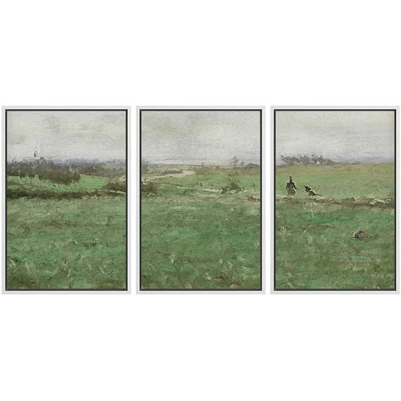IDEA4WALL Framed Canvas Print Wall Art Set Pastel Watercolor Country Farmhouse Landscape Nature Modern Rustic Scenic Multicolor for Living Room, Bedroom, Office - 24"x36"x3 White