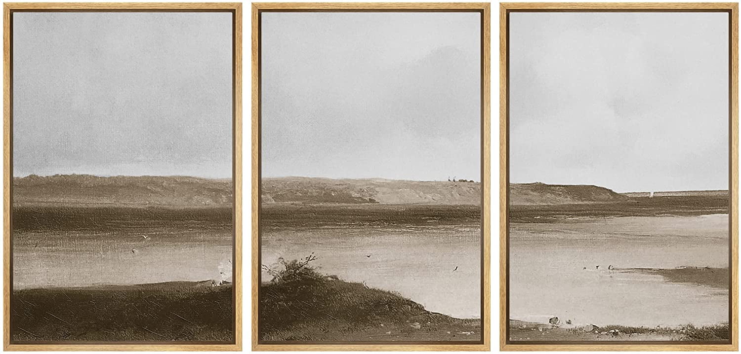 Natural Framed 3-Piece Landscape Canvas Print Set