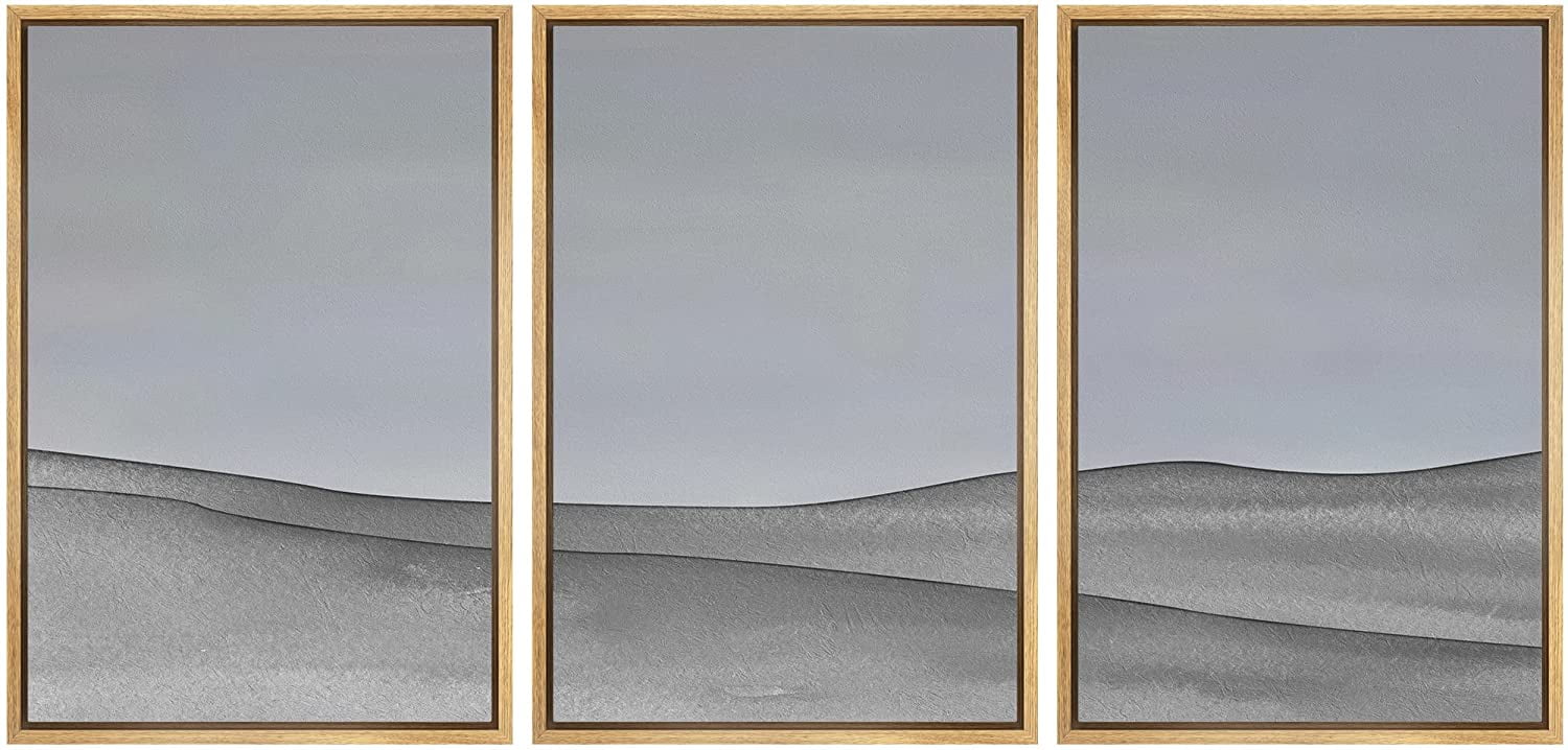 Natural Framed Abstract Landscape Canvas Print Set