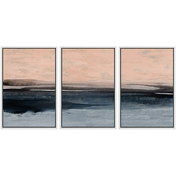 IDEA4WALL Framed Canvas Print Wall Art Set Pastel Watercolor Minimal Ocean Landscape Nature Abstract Modern Art Contemporary Decorative for Living Room, Bedroom, Office - 16"x24"x3 White