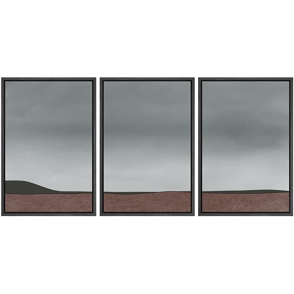 IDEA4WALL Framed Canvas Print Wall Art Set Pastel Watercolor Minimal Stormy Landscape Nature Abstract Modern Art Contemporary Decorative for Living Room, Bedroom, Office - 16"x24"x3 Black