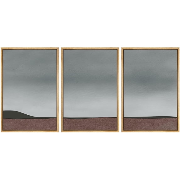 IDEA4WALL Framed Canvas Print Wall Art Set Pastel Watercolor Minimal Stormy Landscape Nature Abstract Modern Art Contemporary Decorative for Living Room, Bedroom, Office - 16"x24"x3 Natural