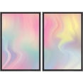 thumbnail image 1 of IDEA4WALL Framed Canvas Print Wall Art Set Rainbow Spectrum Abstract Multicolor Illustrations Fine Art Bohemian Minimalist Colorful Artwork for Living Room, Bedroom, Office - Black 16"x24"x2, 1 of 5