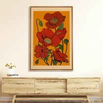 IDEA4WALL Framed Canvas Print Wall Art Set Red Flowers Vintage Art Decorative Bohemian Nature Retro Floral Botanical Illustration Artwork for Living Room, Bedroom, Office - Natural 24"x36"