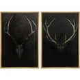 thumbnail image 1 of IDEA4WALL Framed Canvas Print Wall Art Set Rustic Antler Skull Pattern Prints Dark Dramatic Black Vintage-Inspired Deer and Elk Antlers Illustrations Minimal for Home Decor - 24"x36"x2 Natural, 1 of 5