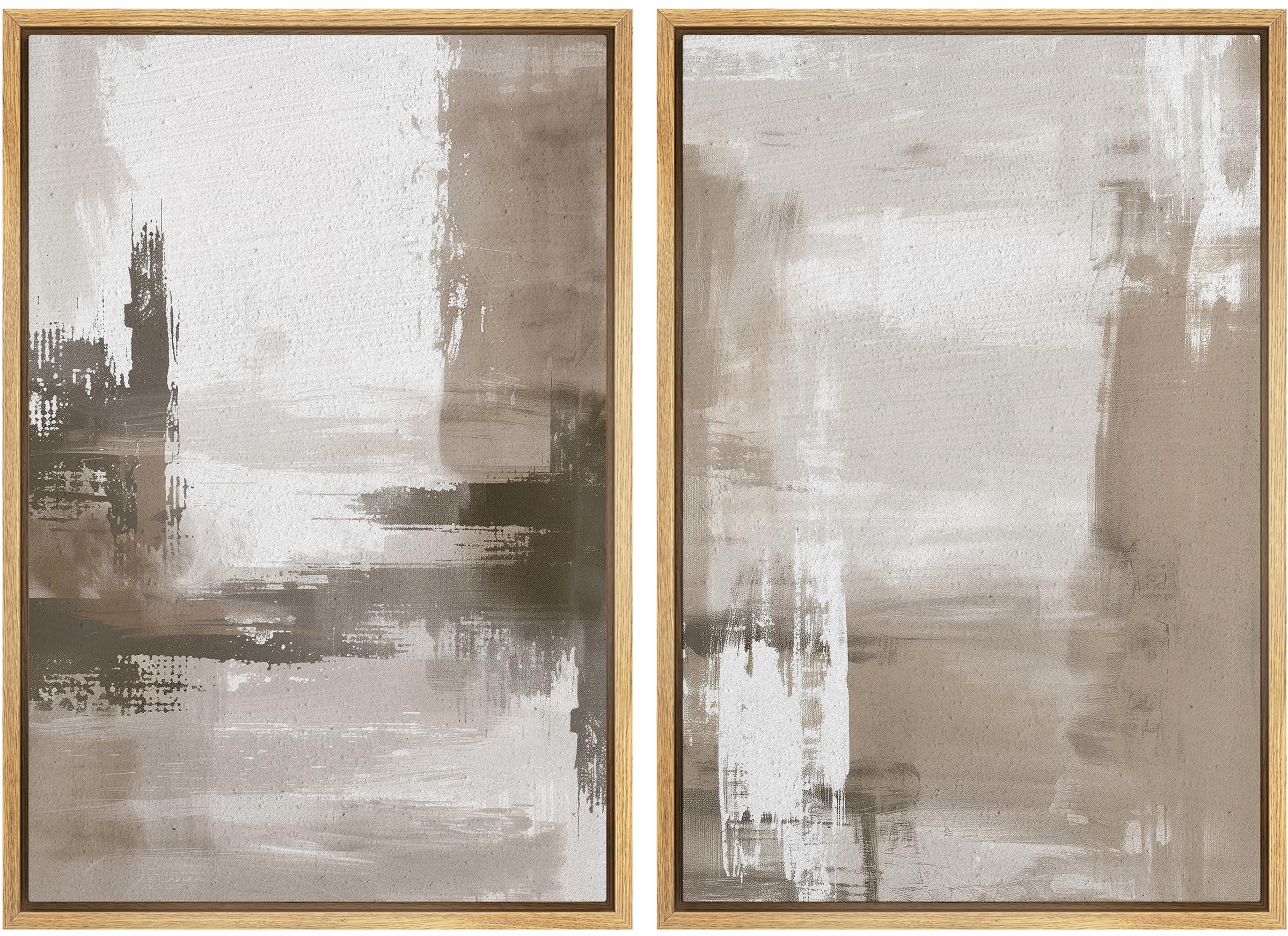 IDEA4WALL Framed Canvas Print Wall Art Set Soothing Brushstroke ...