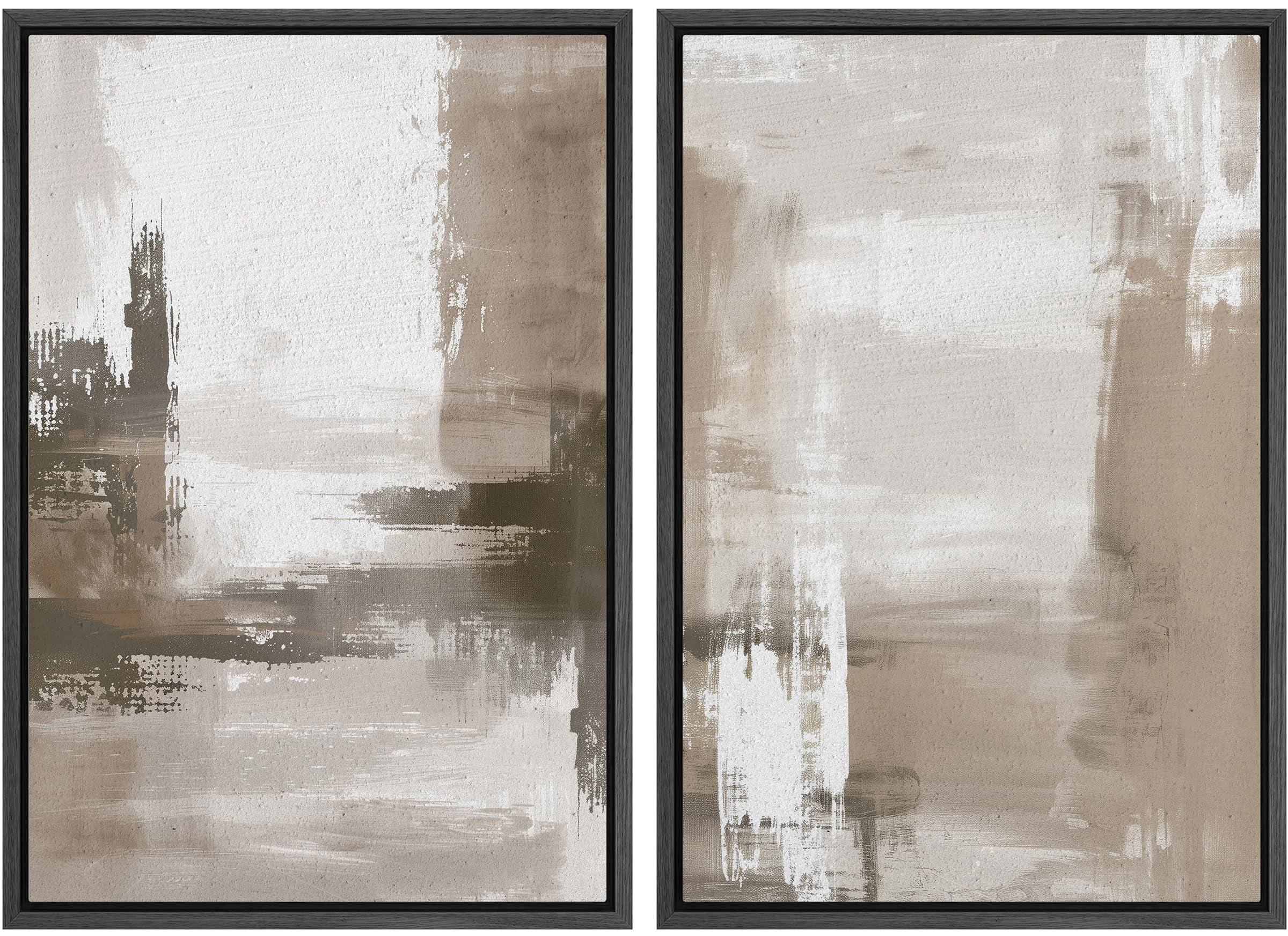 IDEA4WALL Framed Canvas Print Wall Art Set Soothing Brushstroke ...