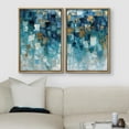 thumbnail image 1 of IDEA4WALL Framed Canvas Print Wall Art Set Teal Abstract Geometric Blue Tones Wall Decor Ocean Landscape Modern Art Colorful Pastel Print Contemporary Relax/Zen for Rooms - 16"x24"x2 Natural, 1 of 5