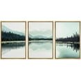 thumbnail image 1 of IDEA4WALL Framed Canvas Print Wall Art Set Teal Mountain Range Lake Forest Landscape Nature Photography Modern Rustic Scenic Relax/Calm for Living Room, Bedroom, Office - 16"x24"x3 Natural, 1 of 5