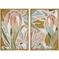 thumbnail image 1 of IDEA4WALL Framed Canvas Print Wall Art Set Tropical Monstera Leaf Colorful Collage Abstract Digital Art Decorative Bohemian Colorful Artwork for Living Room, Bedroom, Office - 24"x36"x2 Natural, 1 of 5
