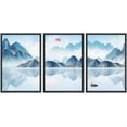 thumbnail image 1 of IDEA4WALL Framed Canvas Print Wall Art Set Vibrant Blue Pastel Mountain Reflection Nature Wilderness Modern Art Decorative Landscape Rustic for Living Room, Bedroom, Office - 24"x36"x3 Black, 1 of 5