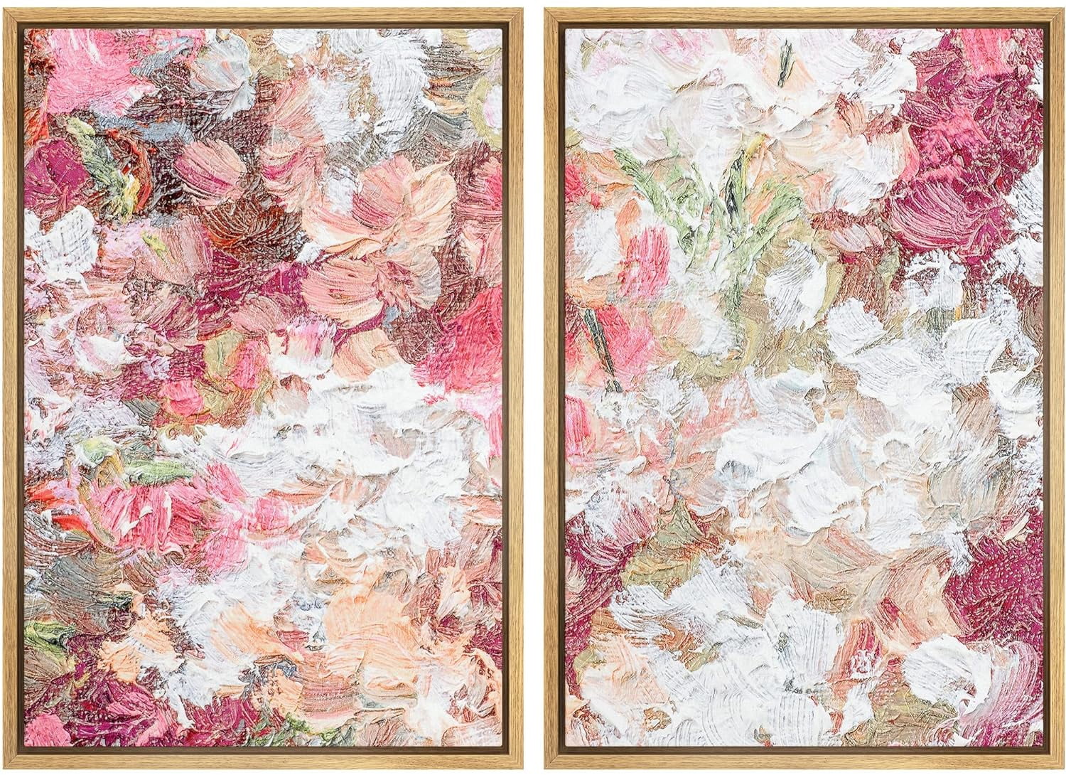 IDEA4WALL Framed Canvas Print Wall Art Set Vibrant Pink Rose Flower ...