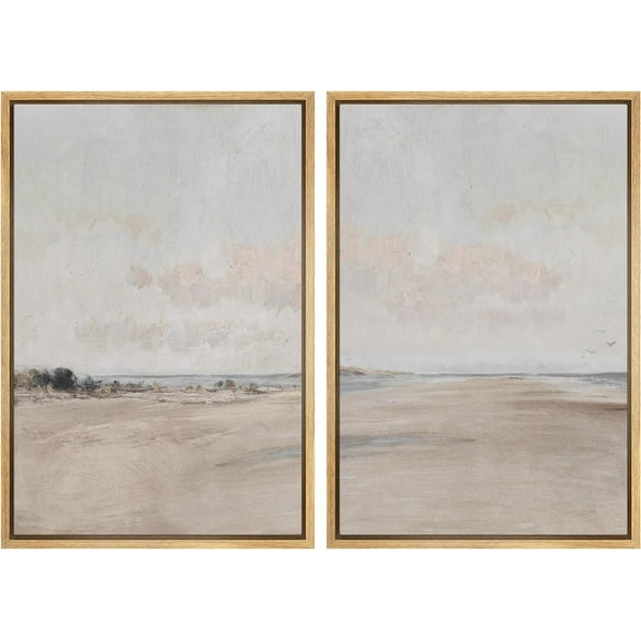 IDEA4WALL Framed Canvas Print Wall Art Set Vintage Organic Earth Tone Beige and Brown with Circular Brush Strokes Digital Art Neutral Abstract Wall Decor Minimal Zen for Rooms - Natural 16"x24"