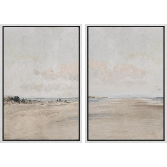 IDEA4WALL Framed Canvas Print Wall Art Set Vintage Organic Earth Tone Beige and Brown with Circular Brush Strokes Digital Art Neutral Abstract Wall Decor Minimal Zen for Rooms - White 16"x24"