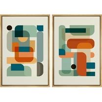 IDEA4WALL Framed Canvas Print Wall Art Set Watercolor Polygon Geometric Splicing Abstract Art Decorative Graphic Colorful Geometry Artwork for Living Room, Bedroom, Office - 24"x36"x2 Natural