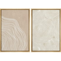 IDEA4WALL Framed Canvas Print Wall Art Set White Tan Wood Tree Ring Silhouette Collage Wall Decor Bohemian Nature Botanical Illustration Artwork for Living Room, Bedroom, Office - Natural 24"x36"x2