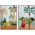 thumbnail image 1 of IDEA4WALL Framed Canvas Print Wall Art Set Wild Tropical Jungle Safari Cheetah & Monkey Digital Art Decorative Bohemian Colorful Chic Artwork for Living Room, Bedroom, Office - 24"x36"x2 White, 1 of 5
