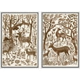 thumbnail image 1 of IDEA4WALL Framed Canvas Print Wall Art Set Wildlife Deers And Birds Fine Art Wall Decorative Retro Countryside Forest Animals & Plants Prints Minimalist Artwork for Home Decor - White 24"x36"x2, 1 of 5