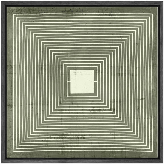 IDEA4WALL Framed Canvas Print Wall Art Square Maze Abstract Geometric Pattern Illustrations Modern Art Wall Decorative Artwork Relax/Calm Comtenporary for Rooms - 24"x24" BLACK