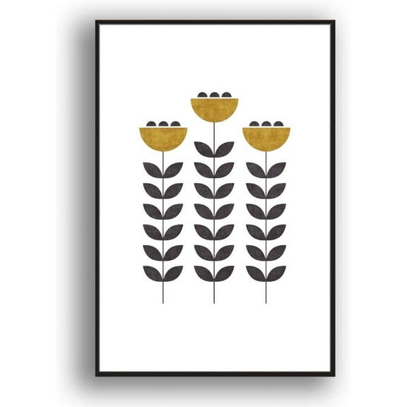 IDEA4WALL Framed Canvas Print Wall Art Textured Green Color Block Leaves Geometric Shapes Illustrations Modern Art Chic Colorful for Living Room, Bedroom, Office - 24"x36" Black