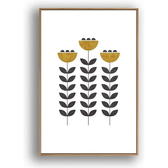 IDEA4WALL Framed Canvas Print Wall Art Textured Green Color Block Leaves Geometric Shapes Illustrations Modern Art Chic Colorful for Living Room, Bedroom, Office - 24"x36" Natural