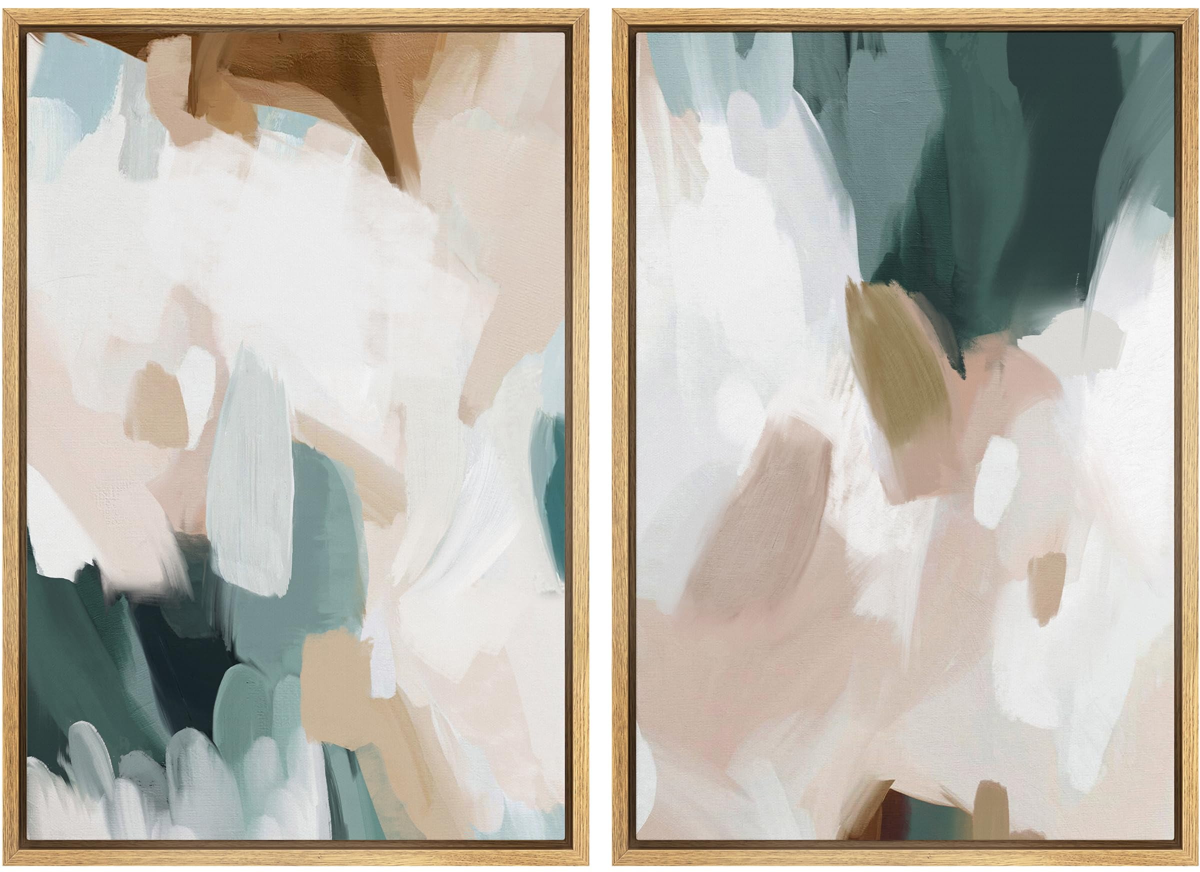 IDEA4WALL Framed Canvas Print Wall Art Watercolor Pastel White Blue ...