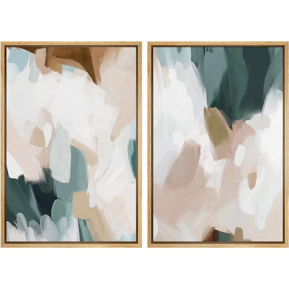 IDEA4WALL Framed Canvas Print Wall Art Watercolor Pastel White Blue Pattern Abstract Illustrations Modern Art Decor Bohemian Colorful Chic for Living Room, Bedroom, Office -