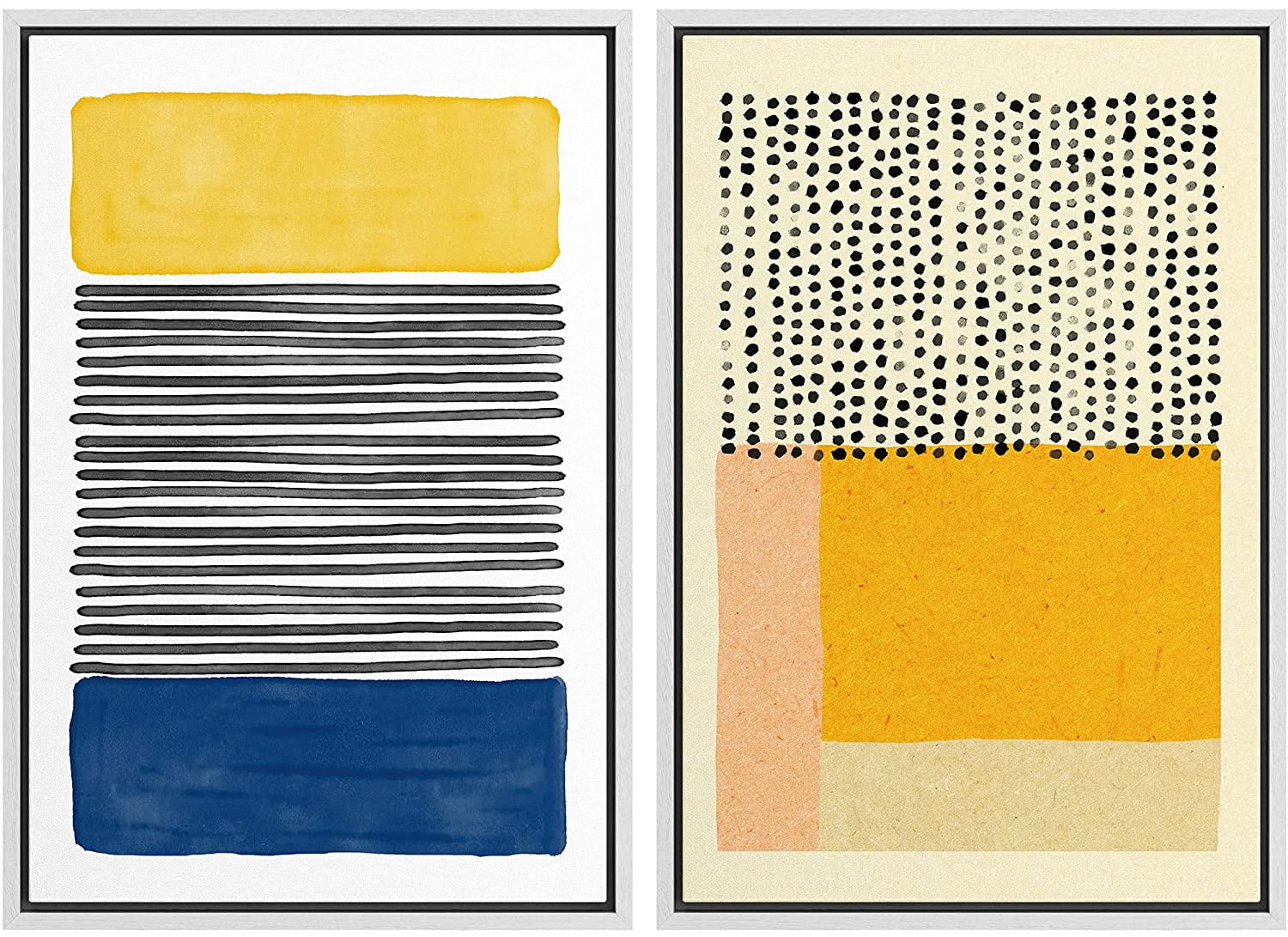 IDEA4WALL Framed Canvas Print Wall Art Yellow, Blue \u0026 Orange Color Block  Variety Geometric Abstract Art Minimalism Mid-Century Modern Colorful for  Living Room, Bedroom, Office - 24\, image size:1500x1091