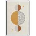 thumbnail image 1 of IDEA4WALL Framed Canvas Print Yellow & Black Striped Illusion Semi Circles Geometric Shapes Wall Art Abstract Mid-Century Colorful Artwork for Living Room, Bedroom, Office - White 24"x36", 1 of 5