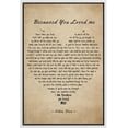 thumbnail image 1 of IDEA4WALL Framed Canvas Print Because You Loved Me Vintage Parchment Style Inspirational Illustrations Wall Art Romantic Relax/Calm for Living Room, Bedroom, Office - 16"x24" WHITE, 1 of 5