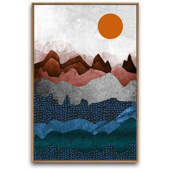 IDEA4WALL Framed Canvas Prints Abstract Mountain Nature Scenery Landscape Artwork for Wall Decor - 24x36 inches