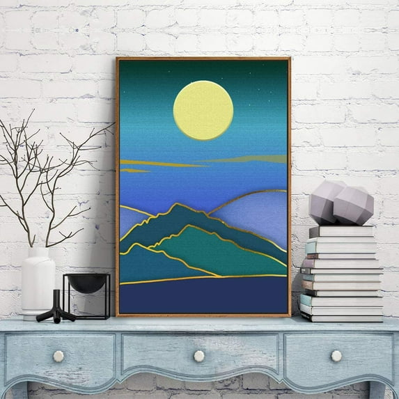 IDEA4WALL Framed Canvas Prints Wall Art Abstract Mountain Nature Scenery Landscape Artwork for Living Room Decoration, 16x24 inches