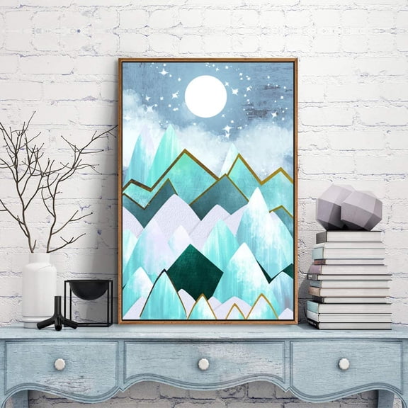 IDEA4WALL Framed Canvas Prints Wall Art Abstract Mountain Nature Scenery Landscape Artwork for Living Room Decoration, 16x24 inches