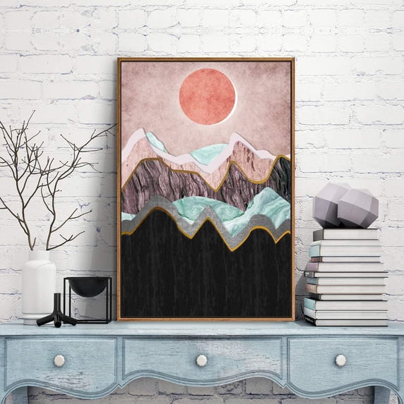 IDEA4WALL Framed Canvas Prints Wall Art Abstract Mountain Nature Scenery Landscape Artwork for Living Room Decoration, 24x36 inches