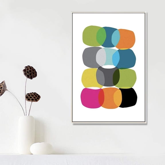 IDEA4WALL Framed Canvas Prints Wall Art Intersecting Rainbow Circle Display for Living Room, Bedroom, Office Ready to Hang - 16x24 inches