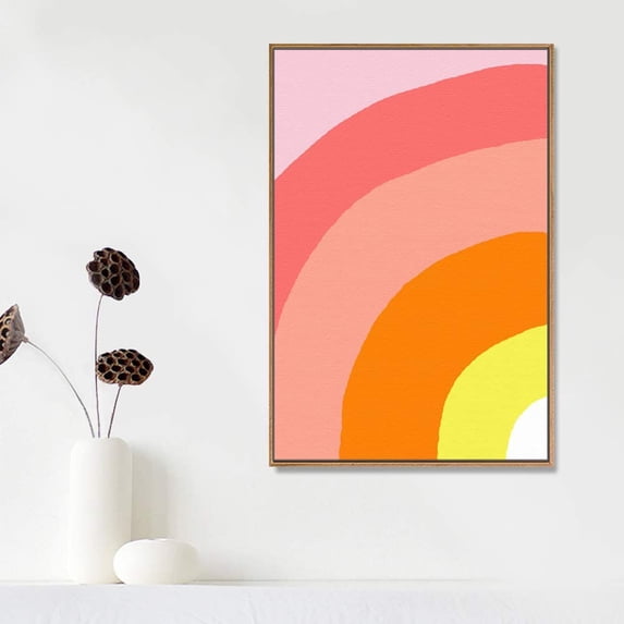 IDEA4WALL Framed Canvas Prints Wall Art Pink, Orange & Yellow Spiral Gradient for Living Room, Bedroom, Office Ready to Hang - 16x24 inches