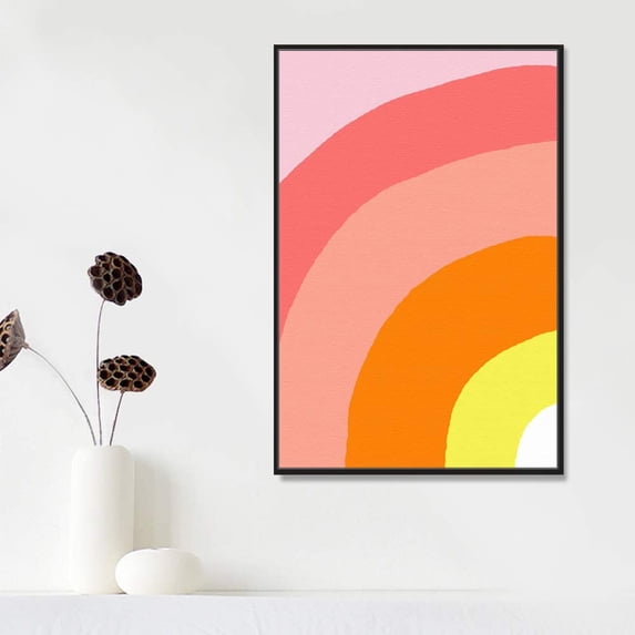 IDEA4WALL Framed Canvas Prints Wall Art Pink, Orange & Yellow Spiral Gradient for Living Room, Bedroom, Office Ready to Hang - 24x36 inches