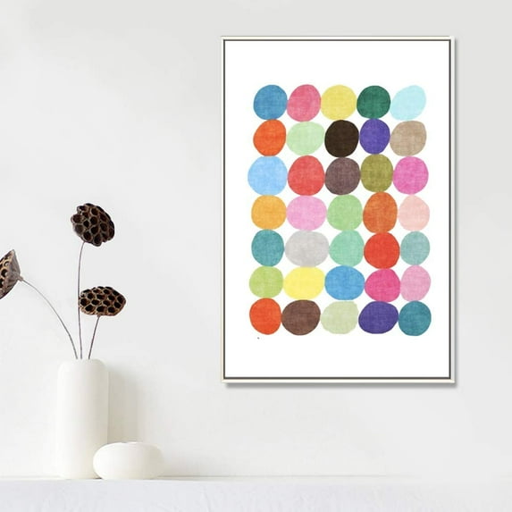 IDEA4WALL Framed Canvas Prints Wall Art Rainbow Circle Array for Living Room, Bedroom, Office Ready to Hang - 24x36 inches