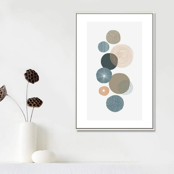 IDEA4WALL Framed Canvas Prints Wall Art Striped, Spiral & Dotted Circle Variety Geometric Shapes for Living Room, Bedroom, Office Ready to Hang - 16x24 inches