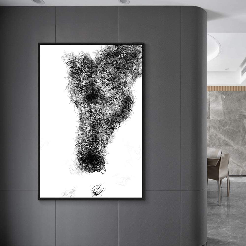 IDEA4WALL Framed Canvas Wall Art Abstract Black Horse Prints for Modern ...