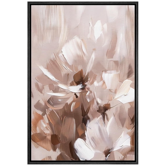 IDEA4WALL Framed Canvas Wall Art Abstract Floral Soft Pastel Tones Illustrations Modern Art Pastel Flowers Print Bohemian Artwork Relax/Calm for Living Room, Bedroom, Office - Black 16"x24"
