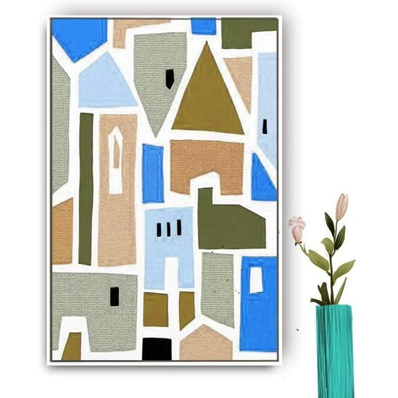 IDEA4WALL Framed Canvas Wall Art Abstract House Canvas Prints Modern Wall Art Decor