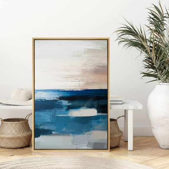 IDEA4WALL Framed Canvas Wall Art Abstract Multicolor Block Canvas Prints Home Artwork Decor Contemporary Relax/Calm Landscape Paint for Living Room, Bedroom, Dining Room - 16"x24" Natural